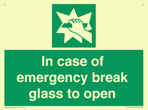 In case of emergency break glass to open